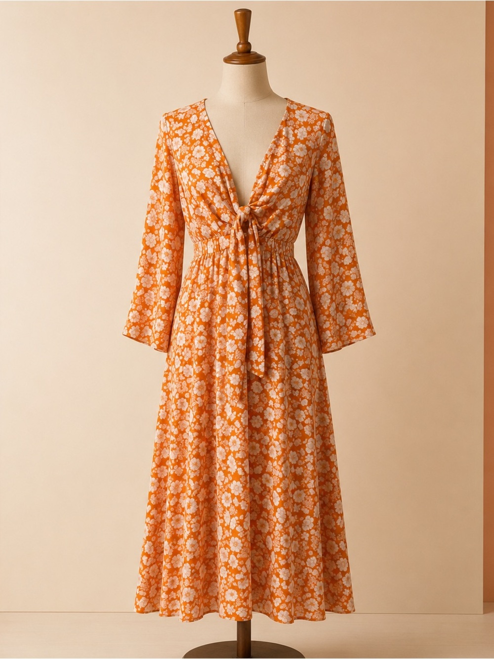 ASOS DESIGN Orange Floral Maxi Dress – Cottagecore / Boho Style – Size US 6
